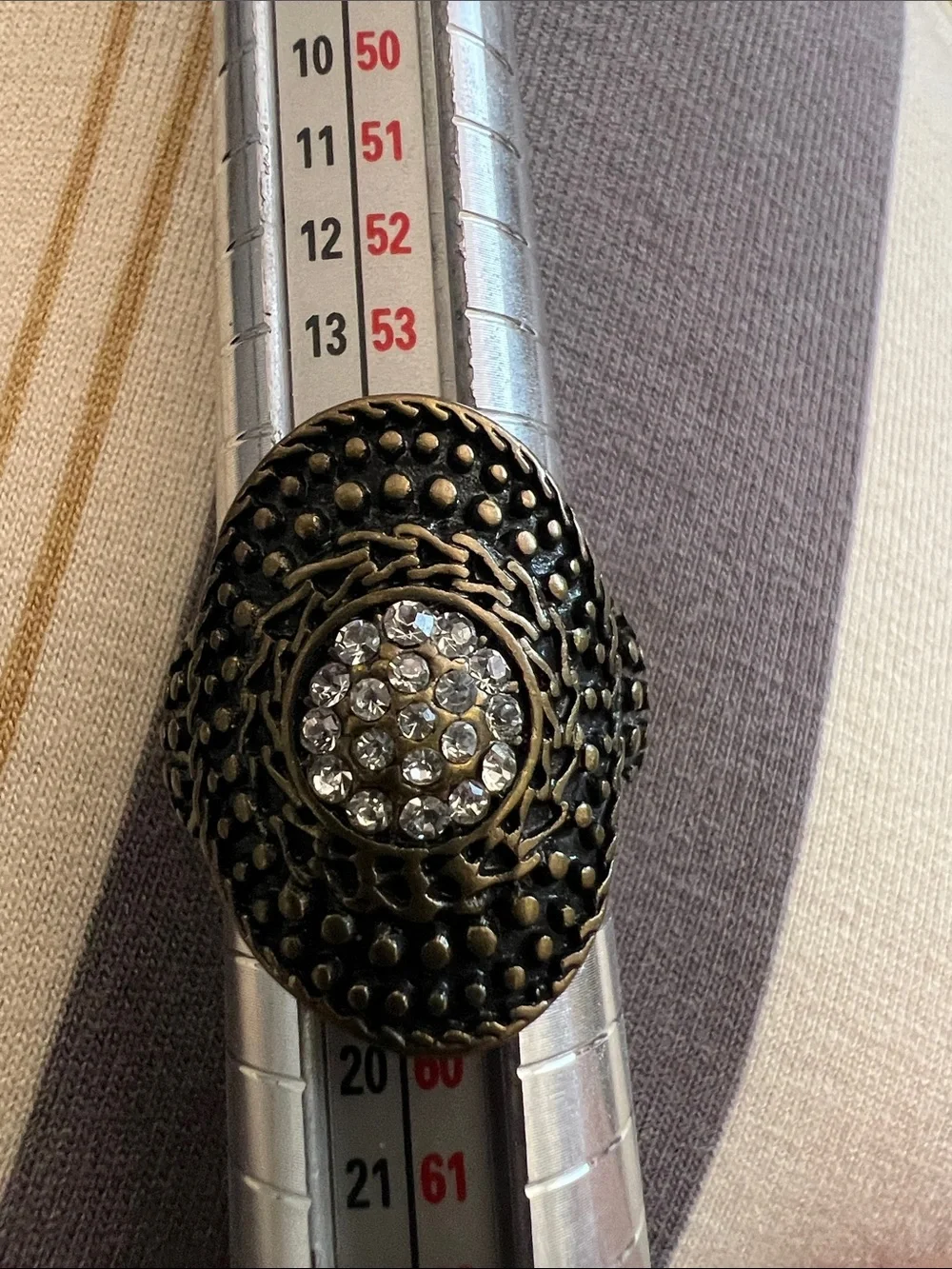 Premier Designs Black and Gold Crystal Dome Statement Ring Sz 8